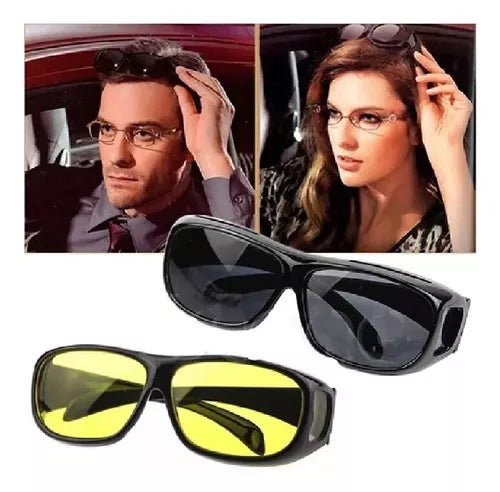 Juego de gafas de sol envolventes de visión nocturna HD, se adapta sobre tus lentes como se ve en la televisión